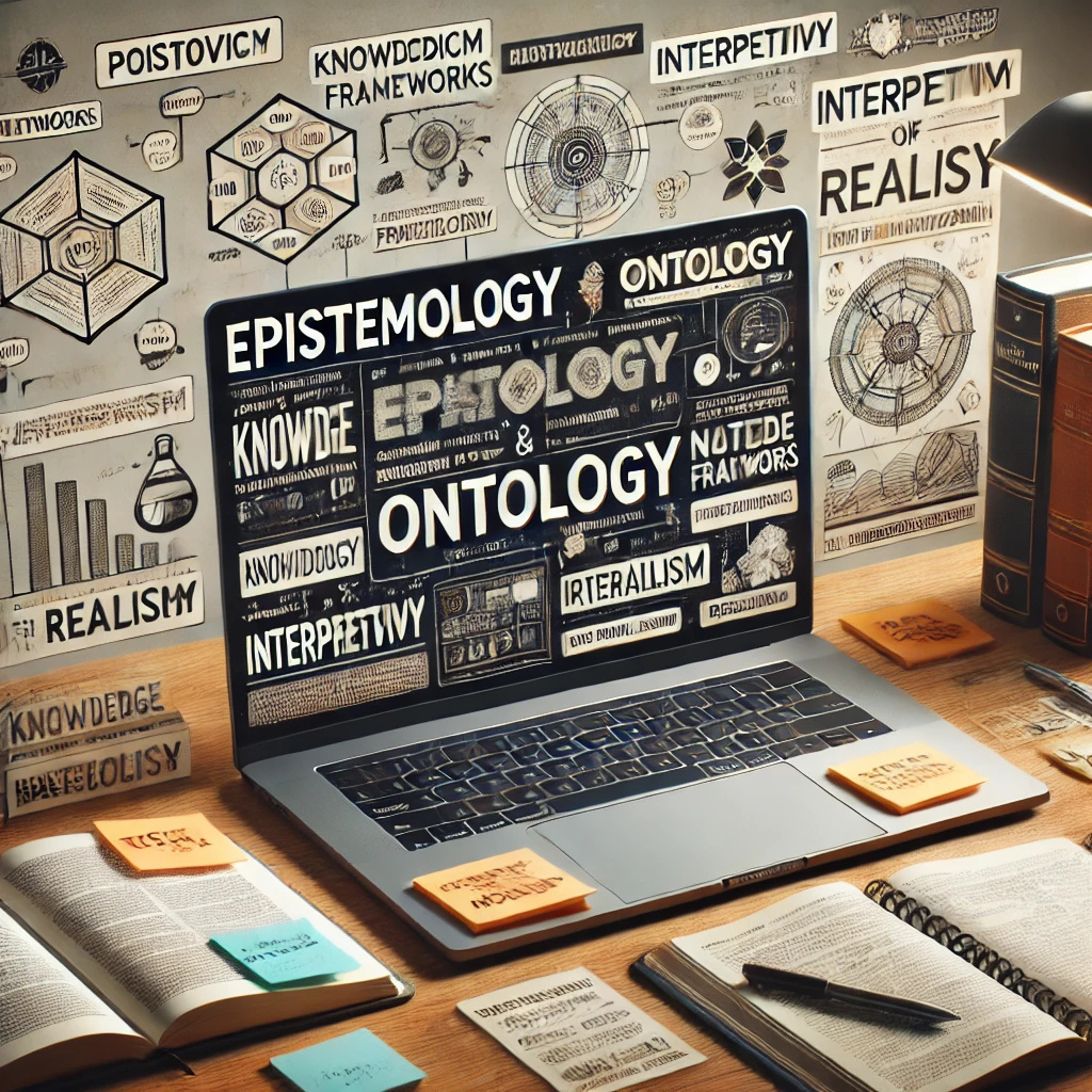 Diagram explaining epistemological frameworks in academic research