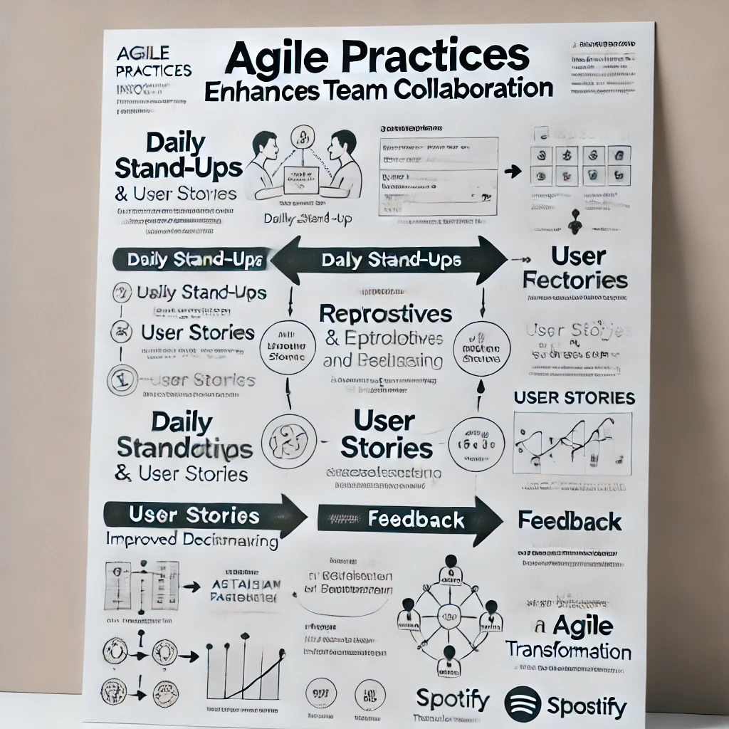 Agile development process flow showing iterative teamwork and feedback loop