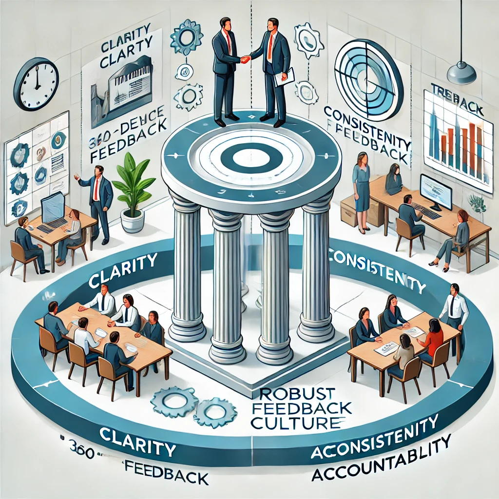 Leader promoting open feedback culture in the workplace
