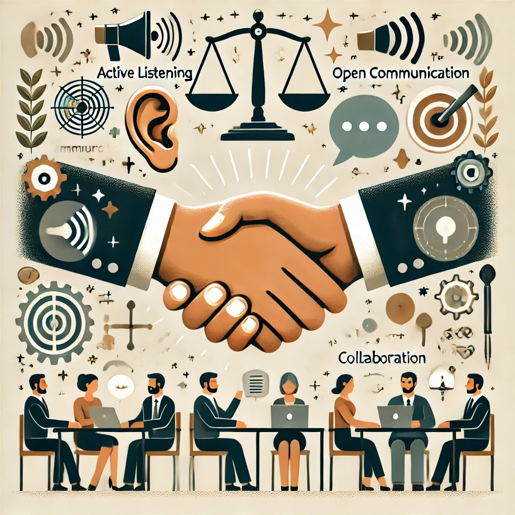 Illustration of conflict resolution at workplace