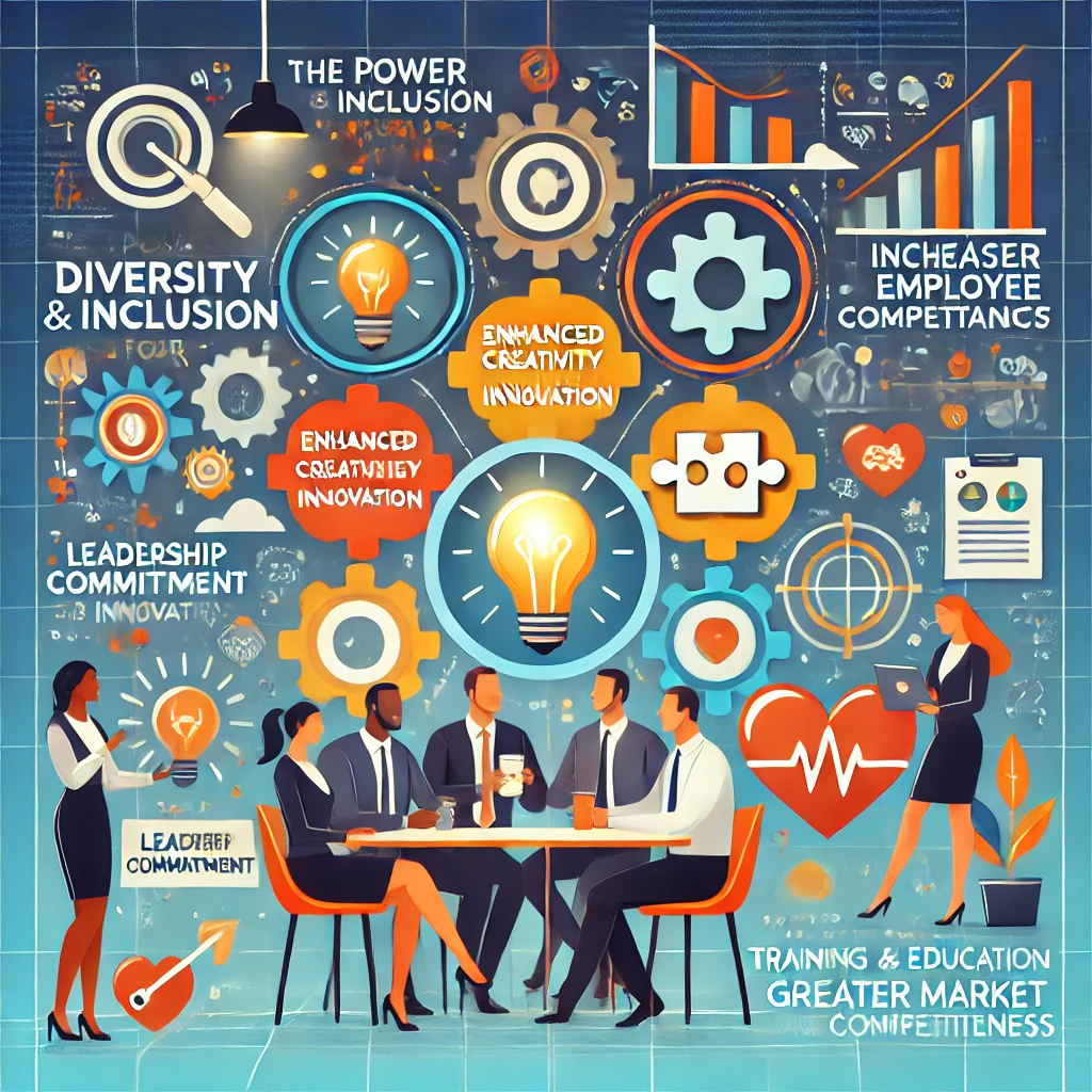 Diverse team members brainstorming together