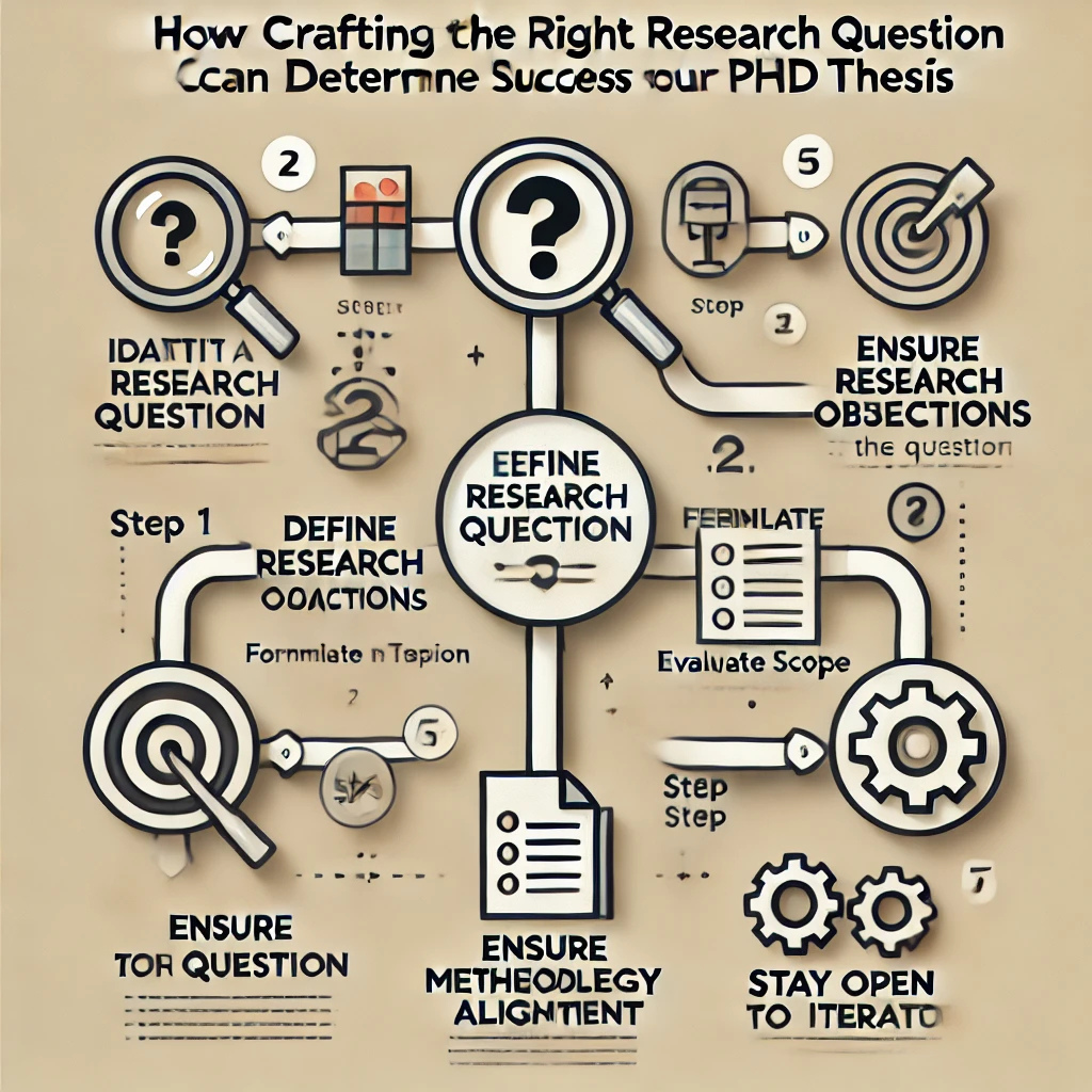 PhD student analyzing literature to define effective research objectives