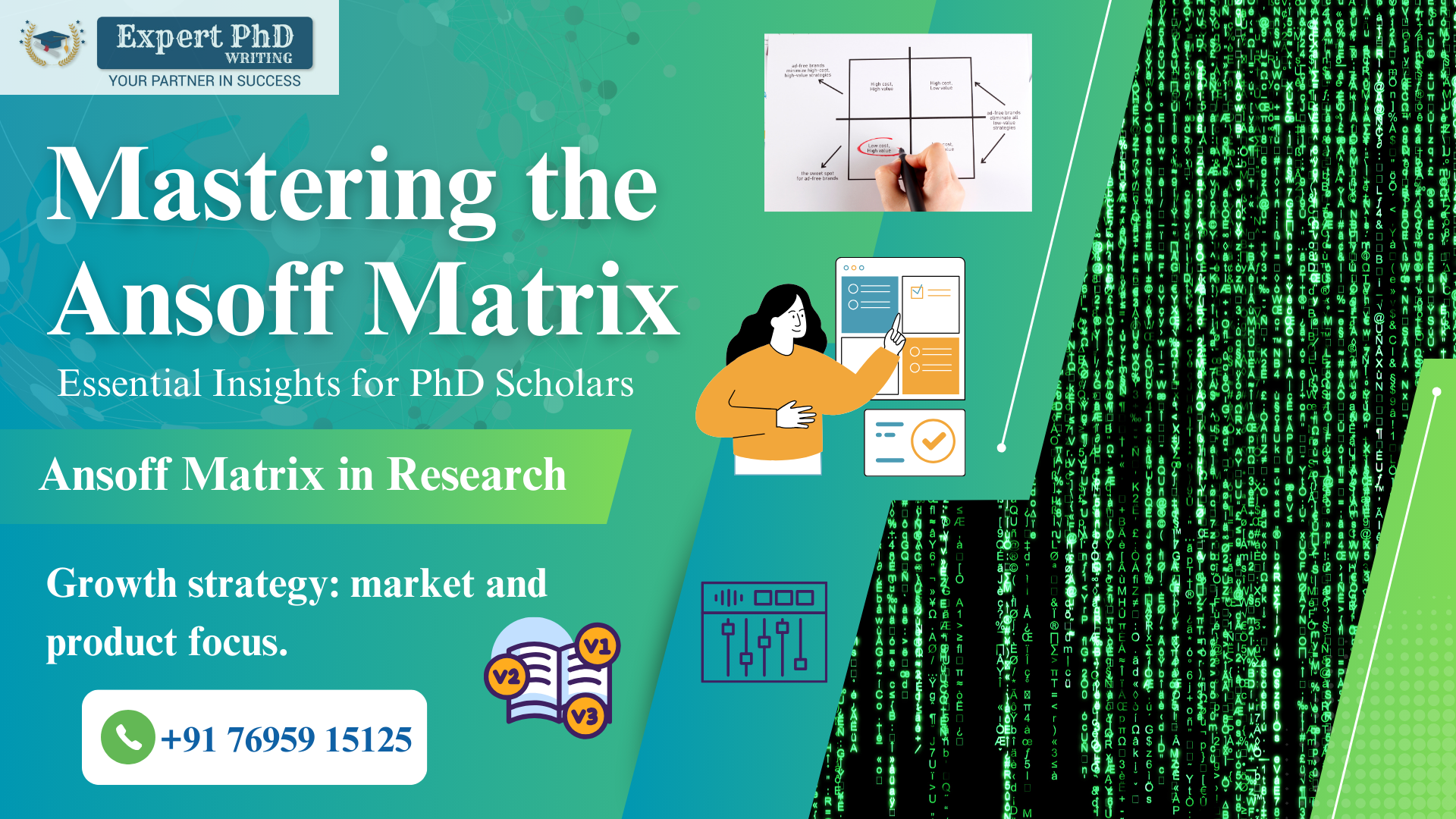Ansoff Matrix chart explaining growth strategies for PhD research