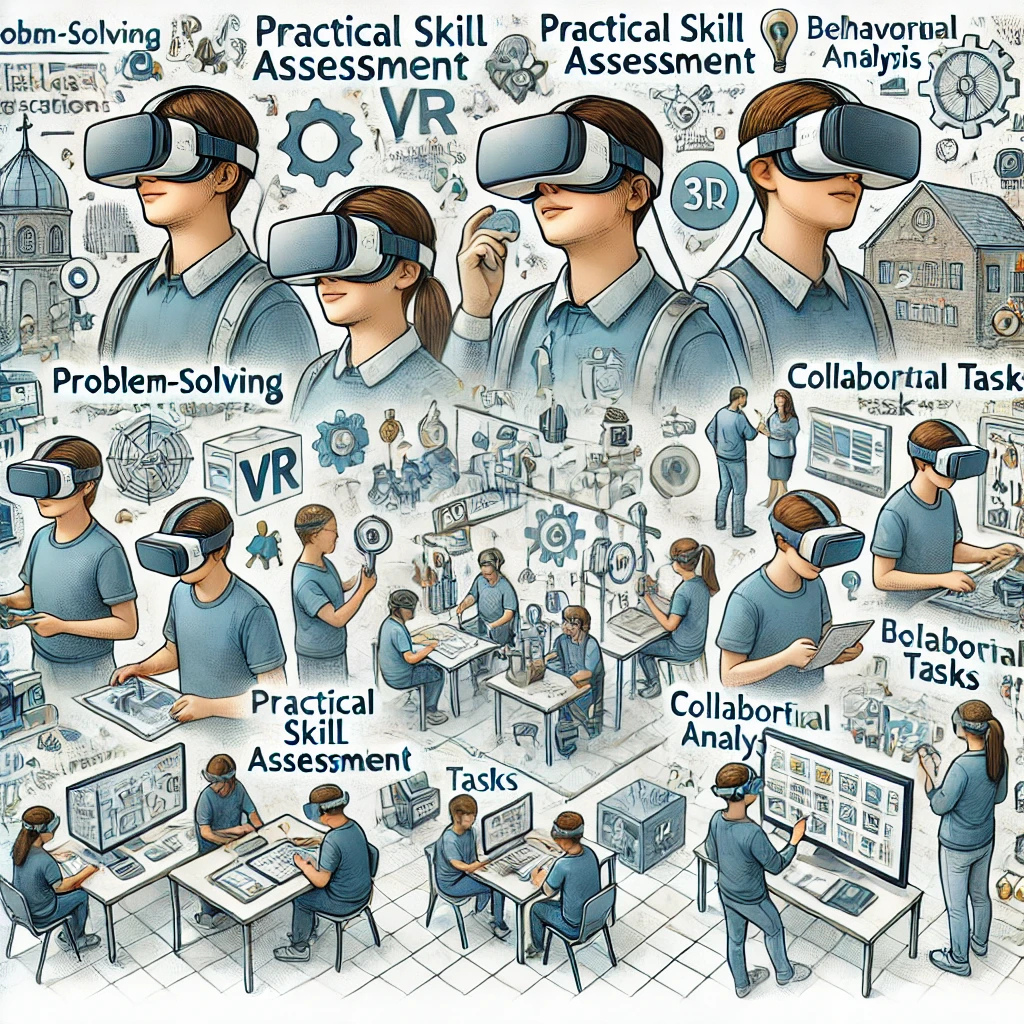 Student interacting with immersive virtual reality environment for education